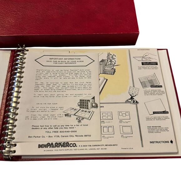 New Parker Photo Album Heat Seal Pages Unused Great Shape And Box Red - Picture 2 of 12
